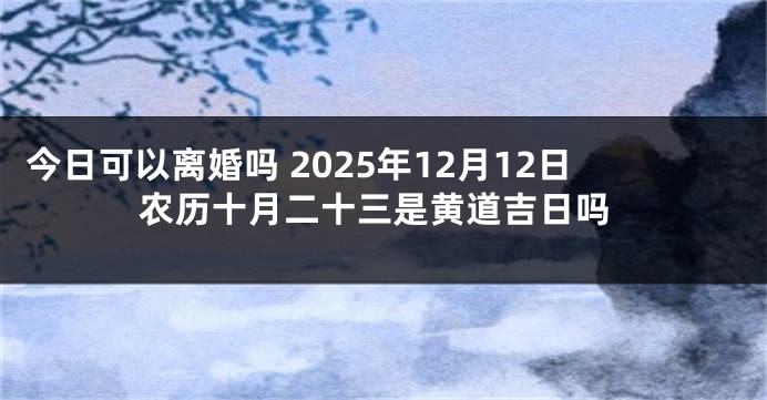 今日可以离婚吗 2025年12月12日农历十月二十三是黄道吉日吗