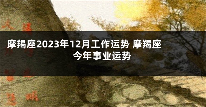 摩羯座2023年12月工作运势 摩羯座今年事业运势