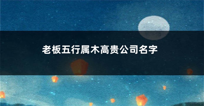 老板五行属木高贵公司名字