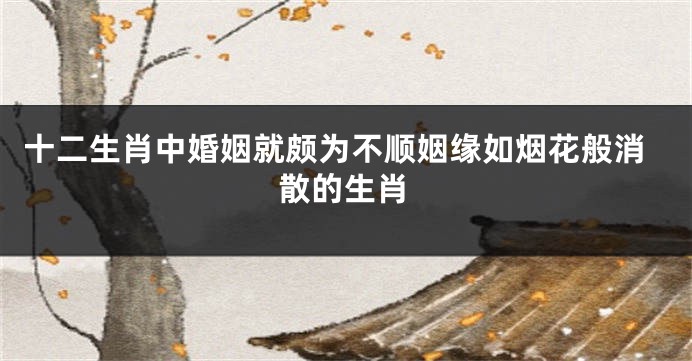 十二生肖中婚姻就颇为不顺姻缘如烟花般消散的生肖