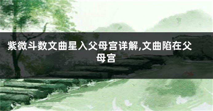 紫微斗数文曲星入父母宫详解,文曲陷在父母宫
