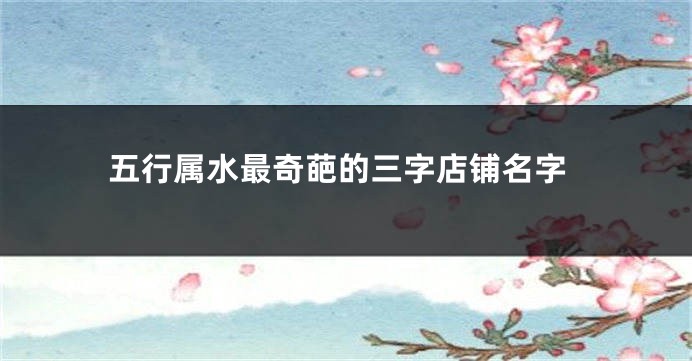 五行属水最奇葩的三字店铺名字