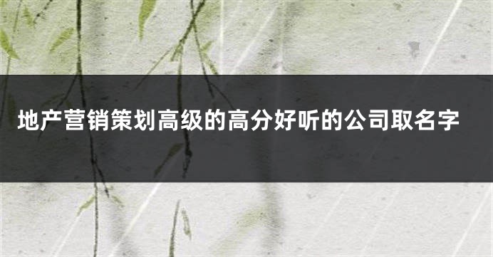 地产营销策划高级的高分好听的公司取名字