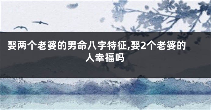 娶两个老婆的男命八字特征,娶2个老婆的人幸福吗