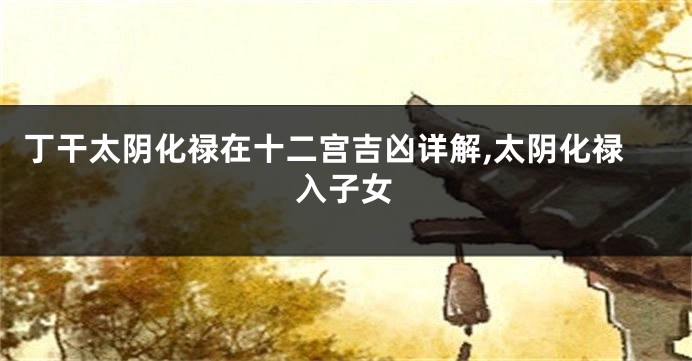丁干太阴化禄在十二宫吉凶详解,太阴化禄入子女