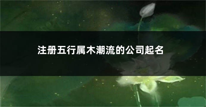 注册五行属木潮流的公司起名