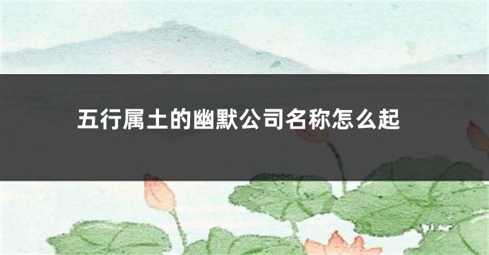 五行属土的幽默公司名称怎么起