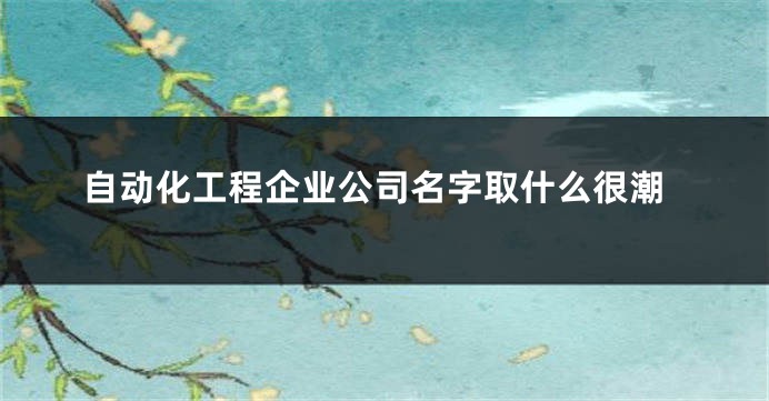 自动化工程企业公司名字取什么很潮