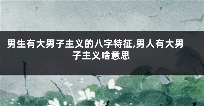 男生有大男子主义的八字特征,男人有大男子主义啥意思
