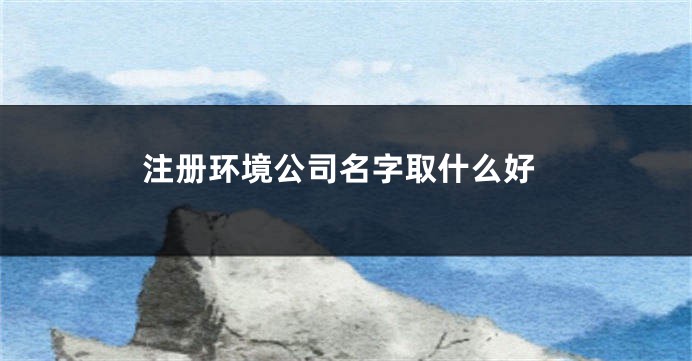注册环境公司名字取什么好