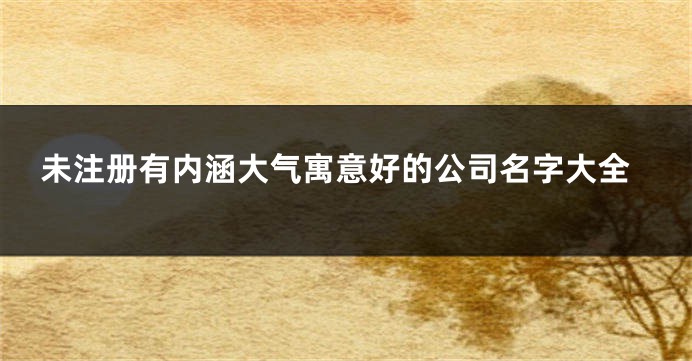 未注册有内涵大气寓意好的公司名字大全
