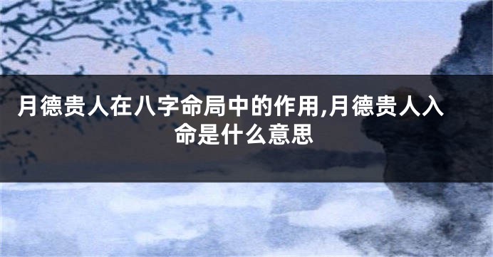 月德贵人在八字命局中的作用,月德贵人入命是什么意思