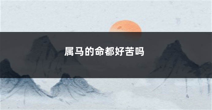 属马的命都好苦吗