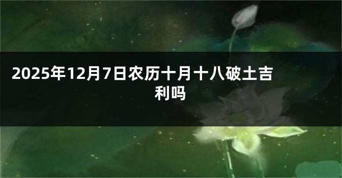2025年12月7日农历十月十八破土吉利吗
