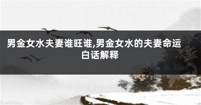 男金女水夫妻谁旺谁,男金女水的夫妻命运白话解释