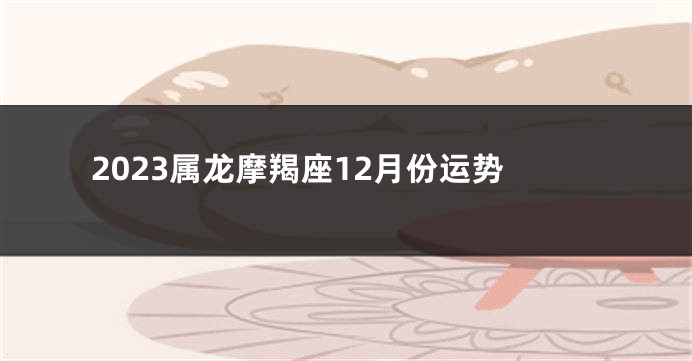 2023属龙摩羯座12月份运势