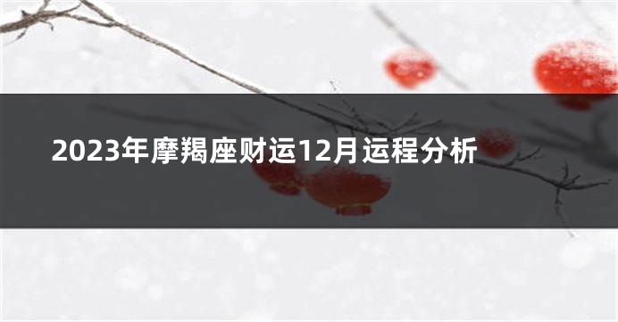 2023年摩羯座财运12月运程分析