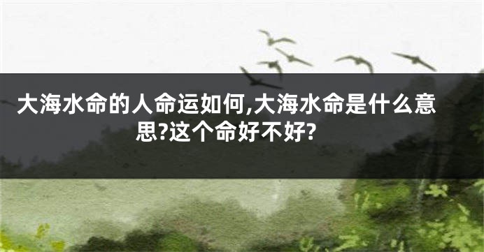 大海水命的人命运如何,大海水命是什么意思?这个命好不好?