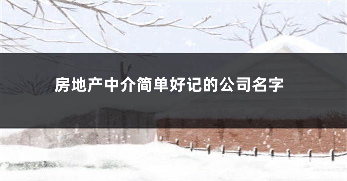 房地产中介简单好记的公司名字