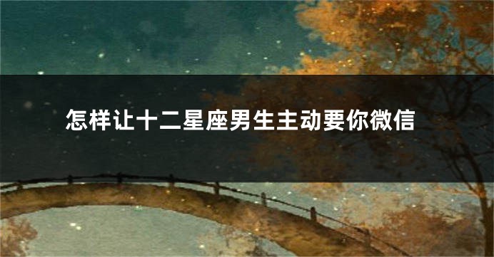 怎样让十二星座男生主动要你微信