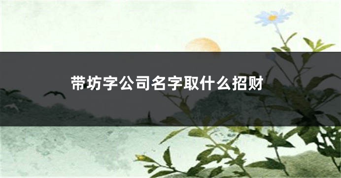 带坊字公司名字取什么招财