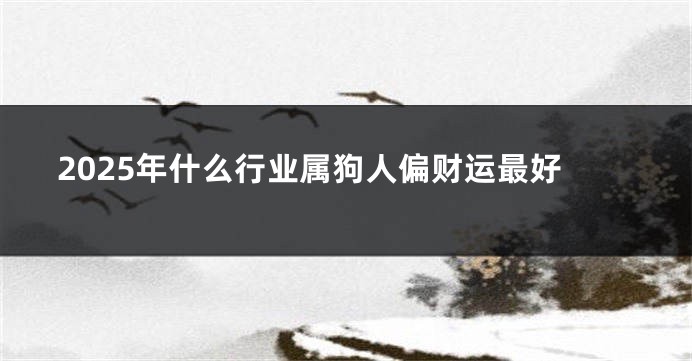 2025年什么行业属狗人偏财运最好
