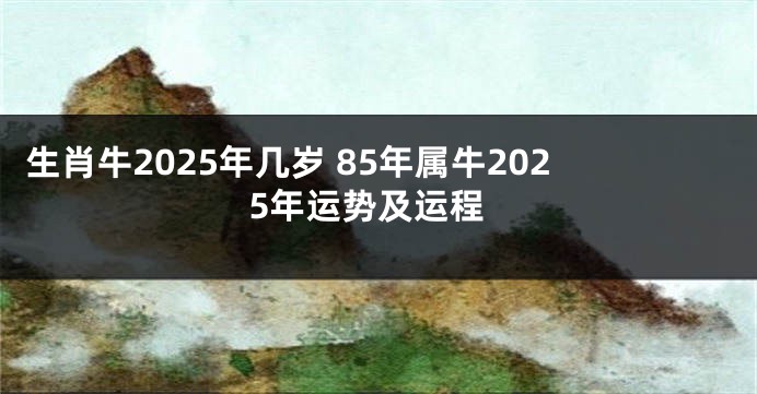 生肖牛2025年几岁 85年属牛2025年运势及运程