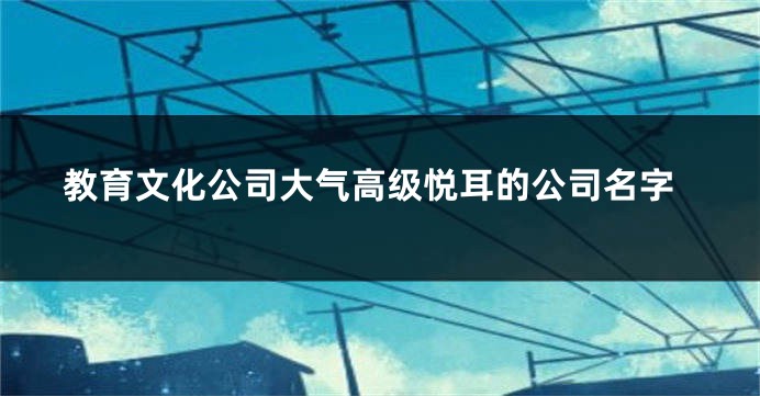教育文化公司大气高级悦耳的公司名字