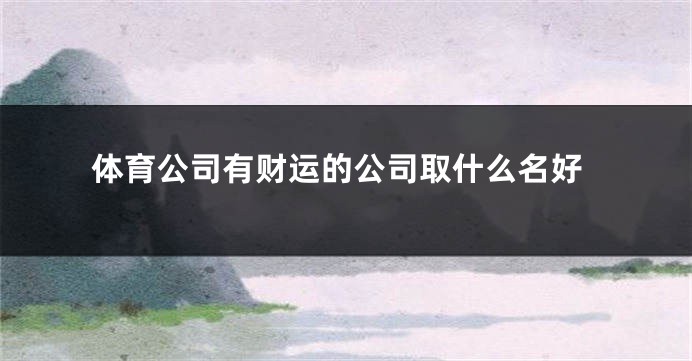 体育公司有财运的公司取什么名好