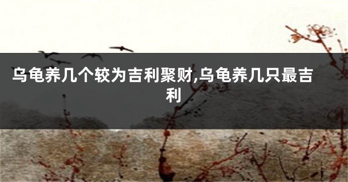 乌龟养几个较为吉利聚财,乌龟养几只最吉利