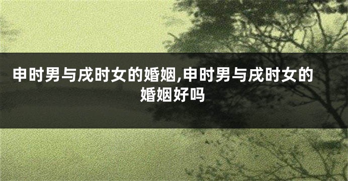 申时男与戌时女的婚姻,申时男与戌时女的婚姻好吗