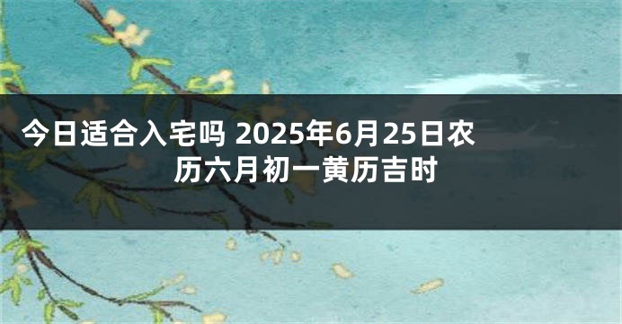 今日适合入宅吗 2025年6月25日农历六月初一黄历吉时
