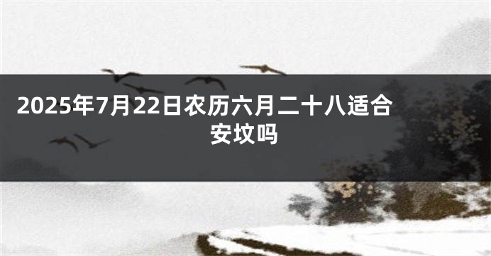 2025年7月22日农历六月二十八适合安坟吗