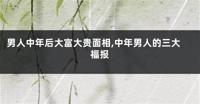 男人中年后大富大贵面相,中年男人的三大福报