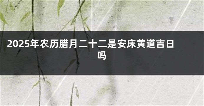 2025年农历腊月二十二是安床黄道吉日吗