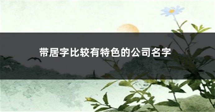 带居字比较有特色的公司名字