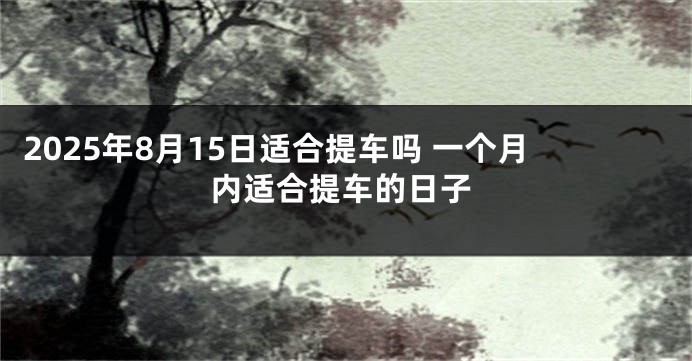 2025年8月15日适合提车吗 一个月内适合提车的日子