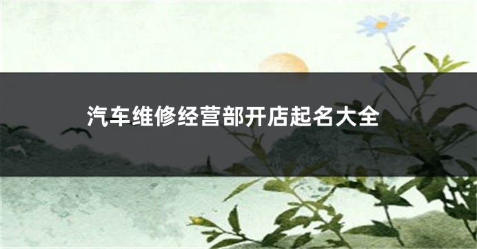 汽车维修经营部开店起名大全