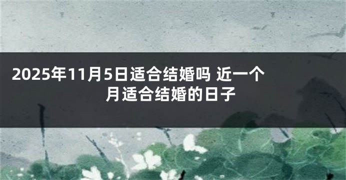 2025年11月5日适合结婚吗 近一个月适合结婚的日子