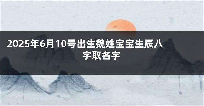 2025年6月10号出生魏姓宝宝生辰八字取名字