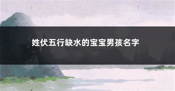姓伏五行缺水的宝宝男孩名字