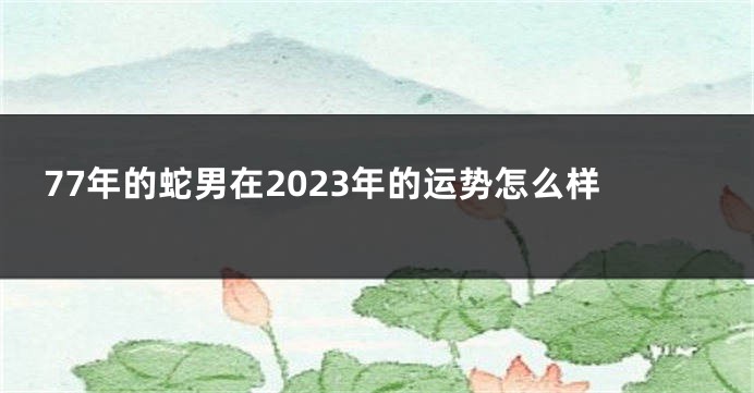 77年的蛇男在2023年的运势怎么样