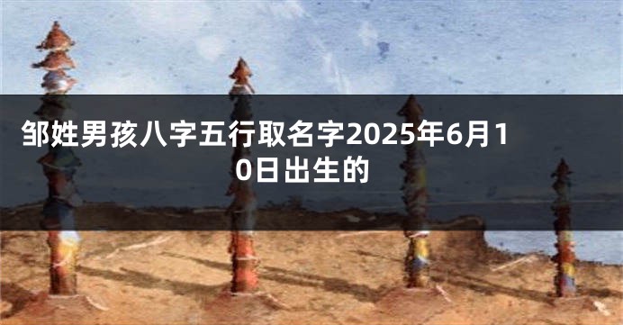 邹姓男孩八字五行取名字2025年6月10日出生的