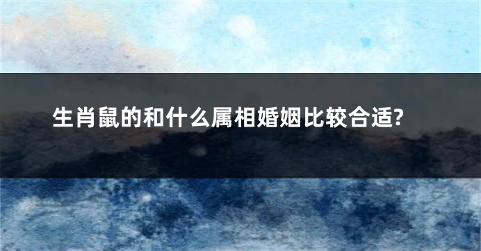 生肖鼠的和什么属相婚姻比较合适?