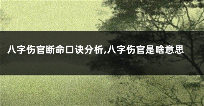 八字伤官断命口诀分析,八字伤官是啥意思