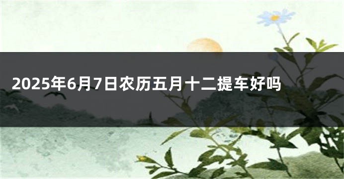 2025年6月7日农历五月十二提车好吗