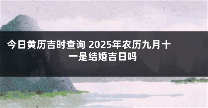 今日黄历吉时查询 2025年农历九月十一是结婚吉日吗