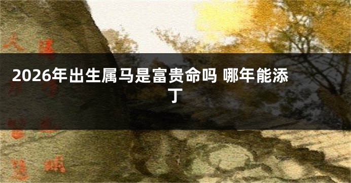 2026年出生属马是富贵命吗 哪年能添丁
