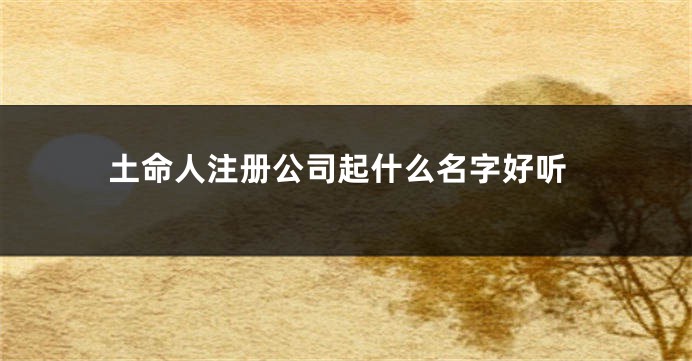 土命人注册公司起什么名字好听