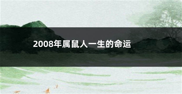 2008年属鼠人一生的命运